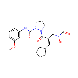 COc1cccc(NC(=O)N2CCCN2C(=O)[C@H](CC2CCCC2)CN(O)C=O)c1 ZINC000069058768