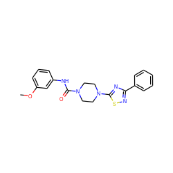 COc1cccc(NC(=O)N2CCN(c3nc(-c4ccccc4)ns3)CC2)c1 ZINC000034836901