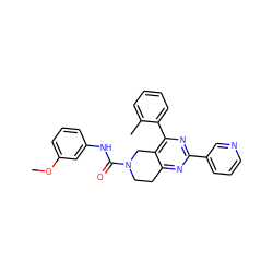 COc1cccc(NC(=O)N2CCc3nc(-c4cccnc4)nc(-c4ccccc4C)c3C2)c1 ZINC000071333038