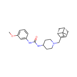 COc1cccc(NC(=O)NC2CCN(CC3=CC[C@H]4C[C@@H]3C4(C)C)CC2)c1 ZINC000028708677