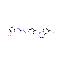 COc1cccc(NC(=O)NCc2ccc(Oc3ncnc4cc(OC)c(OC)cc34)cc2)c1 ZINC000073219634