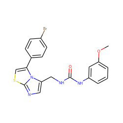 COc1cccc(NC(=O)NCc2cnc3scc(-c4ccc(Br)cc4)n23)c1 ZINC000299837879