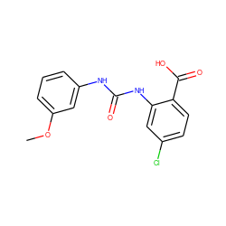 COc1cccc(NC(=O)Nc2cc(Cl)ccc2C(=O)O)c1 ZINC000013531870