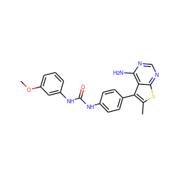 COc1cccc(NC(=O)Nc2ccc(-c3c(C)sc4ncnc(N)c34)cc2)c1 ZINC000013673622