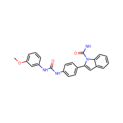 COc1cccc(NC(=O)Nc2ccc(-c3cc4ccccc4n3C([NH])=O)cc2)c1 ZINC001772574437