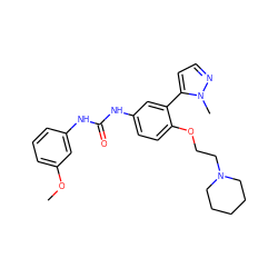 COc1cccc(NC(=O)Nc2ccc(OCCN3CCCCC3)c(-c3ccnn3C)c2)c1 ZINC000045254488