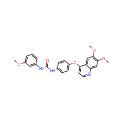 COc1cccc(NC(=O)Nc2ccc(Oc3ccnc4cc(OC)c(OC)cc34)cc2)c1 ZINC000001486731