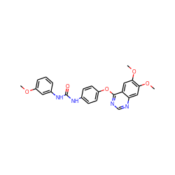 COc1cccc(NC(=O)Nc2ccc(Oc3ncnc4cc(OC)c(OC)cc34)cc2)c1 ZINC000084617297