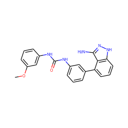 COc1cccc(NC(=O)Nc2cccc(-c3cccc4[nH]nc(N)c34)c2)c1 ZINC000473147763