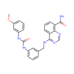 COc1cccc(NC(=O)Nc2cccc(CNc3ncnc4c(C(N)=O)cccc34)c2)c1 ZINC000114348483