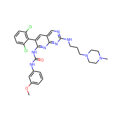 COc1cccc(NC(=O)Nc2nc3nc(NCCCN4CCN(C)CC4)ncc3cc2-c2c(Cl)cccc2Cl)c1 ZINC000023357778