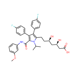 COc1cccc(NC(=O)c2c(-c3ccc(F)cc3)c(-c3ccc(F)cc3)c(CC[C@@H](O)C[C@@H](O)CC(=O)O)n2C(C)C)c1 ZINC000028951243