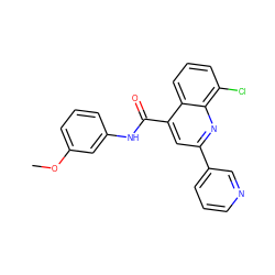 COc1cccc(NC(=O)c2cc(-c3cccnc3)nc3c(Cl)cccc23)c1 ZINC000017441148