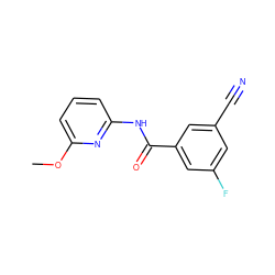 COc1cccc(NC(=O)c2cc(F)cc(C#N)c2)n1 ZINC000058519671