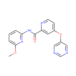 COc1cccc(NC(=O)c2cc(Oc3cncnc3)ccn2)n1 ZINC000167363645