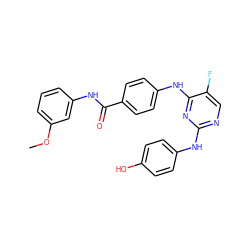 COc1cccc(NC(=O)c2ccc(Nc3nc(Nc4ccc(O)cc4)ncc3F)cc2)c1 ZINC000045498791