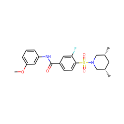 COc1cccc(NC(=O)c2ccc(S(=O)(=O)N3C[C@@H](C)C[C@@H](C)C3)c(F)c2)c1 ZINC000066080100