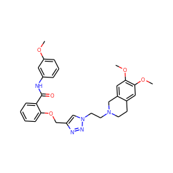 COc1cccc(NC(=O)c2ccccc2OCc2cn(CCN3CCc4cc(OC)c(OC)cc4C3)nn2)c1 ZINC001772616687