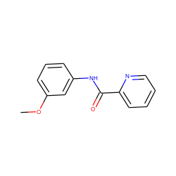 COc1cccc(NC(=O)c2ccccn2)c1 ZINC000012892286