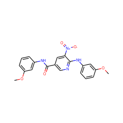 COc1cccc(NC(=O)c2cnc(Nc3cccc(OC)c3)c([N+](=O)[O-])c2)c1 ZINC000299857661