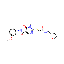 COc1cccc(NC(=O)c2cnc(SCC(=O)NC[C@@H]3CCCO3)n(C)c2=O)c1 ZINC000009828833