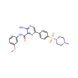 COc1cccc(NC(=O)c2nc(-c3ccc(S(=O)(=O)N4CCN(C)CC4)cc3)cnc2N)c1 ZINC000038913604