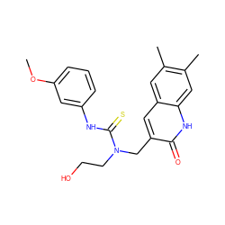 COc1cccc(NC(=S)N(CCO)Cc2cc3cc(C)c(C)cc3[nH]c2=O)c1 ZINC000000920091