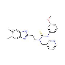 COc1cccc(NC(=S)N(CCc2nc3cc(C)c(C)cc3[nH]2)Cc2cccnc2)c1 ZINC000001360834