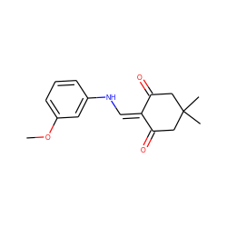 COc1cccc(NC=C2C(=O)CC(C)(C)CC2=O)c1 ZINC000000257508