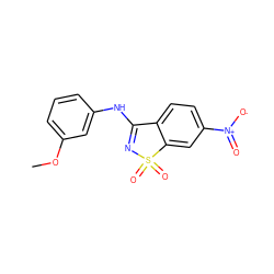 COc1cccc(NC2=NS(=O)(=O)c3cc([N+](=O)[O-])ccc32)c1 ZINC000004360457