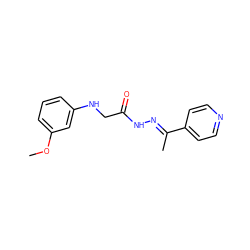 COc1cccc(NCC(=O)N/N=C(\C)c2ccncc2)c1 ZINC000046590970