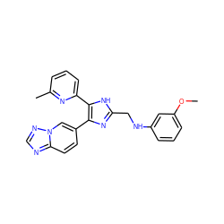 COc1cccc(NCc2nc(-c3ccc4ncnn4c3)c(-c3cccc(C)n3)[nH]2)c1 ZINC000113387561