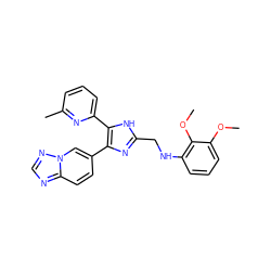 COc1cccc(NCc2nc(-c3ccc4ncnn4c3)c(-c3cccc(C)n3)[nH]2)c1OC ZINC000113391722