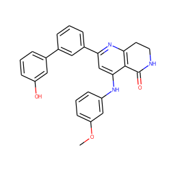 COc1cccc(Nc2cc(-c3cccc(-c4cccc(O)c4)c3)nc3c2C(=O)NCC3)c1 ZINC000116989608