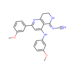 COc1cccc(Nc2cc(-c3cccc(OC)c3)nc3c2/C(=N/C#N)NCC3)c1 ZINC000116990165