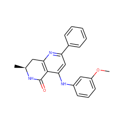 COc1cccc(Nc2cc(-c3ccccc3)nc3c2C(=O)N[C@@H](C)C3)c1 ZINC000116989647