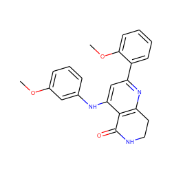 COc1cccc(Nc2cc(-c3ccccc3OC)nc3c2C(=O)NCC3)c1 ZINC000116991309