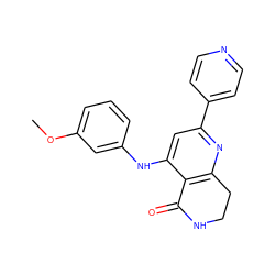 COc1cccc(Nc2cc(-c3ccncc3)nc3c2C(=O)NCC3)c1 ZINC000116991478