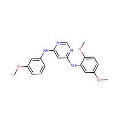 COc1cccc(Nc2cc(Nc3cc(OC)ccc3OC)ncn2)c1 ZINC000243786005