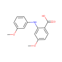 COc1cccc(Nc2cc(OC)ccc2C(=O)O)c1 ZINC000084652348