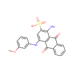 COc1cccc(Nc2cc(S(=O)(=O)O)c(N)c3c2C(=O)c2ccccc2C3=O)c1 ZINC000033606789