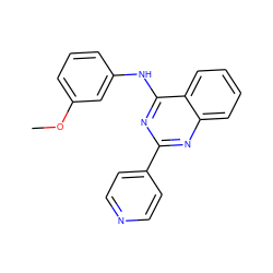 COc1cccc(Nc2nc(-c3ccncc3)nc3ccccc23)c1 ZINC000206375796