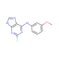 COc1cccc(Nc2nc(F)nc3[nH]cnc23)c1 ZINC000040940201