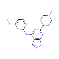 COc1cccc(Nc2nc(N3CCN(C)CC3)nc3[nH]ncc23)c1 ZINC000096928809