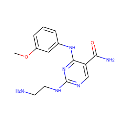 COc1cccc(Nc2nc(NCCN)ncc2C(N)=O)c1 ZINC000040897148