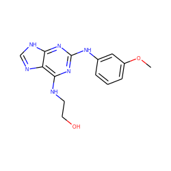 COc1cccc(Nc2nc(NCCO)c3nc[nH]c3n2)c1 ZINC000032124456