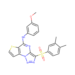 COc1cccc(Nc2nc3c(S(=O)(=O)c4ccc(C)c(C)c4)nnn3c3ccsc23)c1 ZINC000009971028