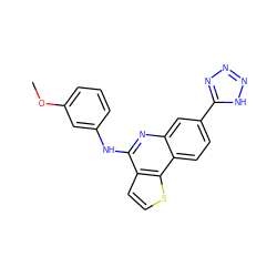 COc1cccc(Nc2nc3cc(-c4nnn[nH]4)ccc3c3sccc23)c1 ZINC000167708713