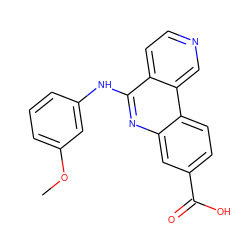 COc1cccc(Nc2nc3cc(C(=O)O)ccc3c3cnccc23)c1 ZINC000066101656