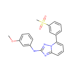 COc1cccc(Nc2nc3cccc(-c4cccc(S(C)(=O)=O)c4)n3n2)c1 ZINC000096169604